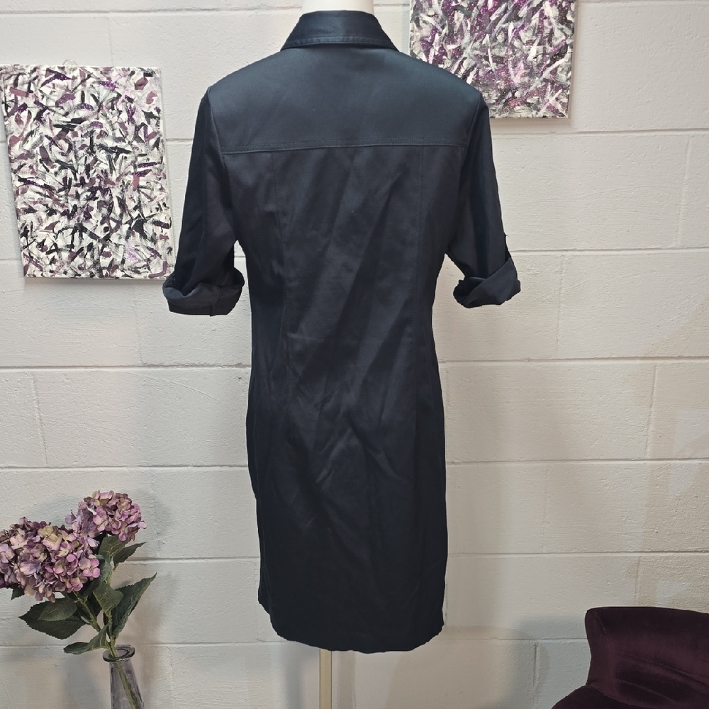 Sharagano Dark Blue Utility Dress with Gold Accents - Picture 5 of 9